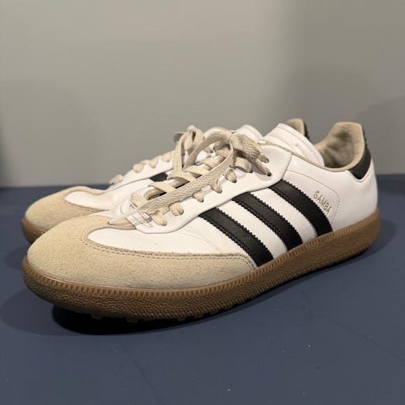 adidas Samba Spikeless Golf Shoes JH6149 Men's 10.5 White Gum Sole - Picture 3 of 6